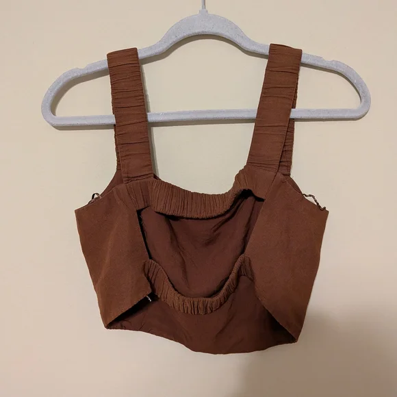 Zara Chocolate Brown Crop Top - Picture 3 of 8